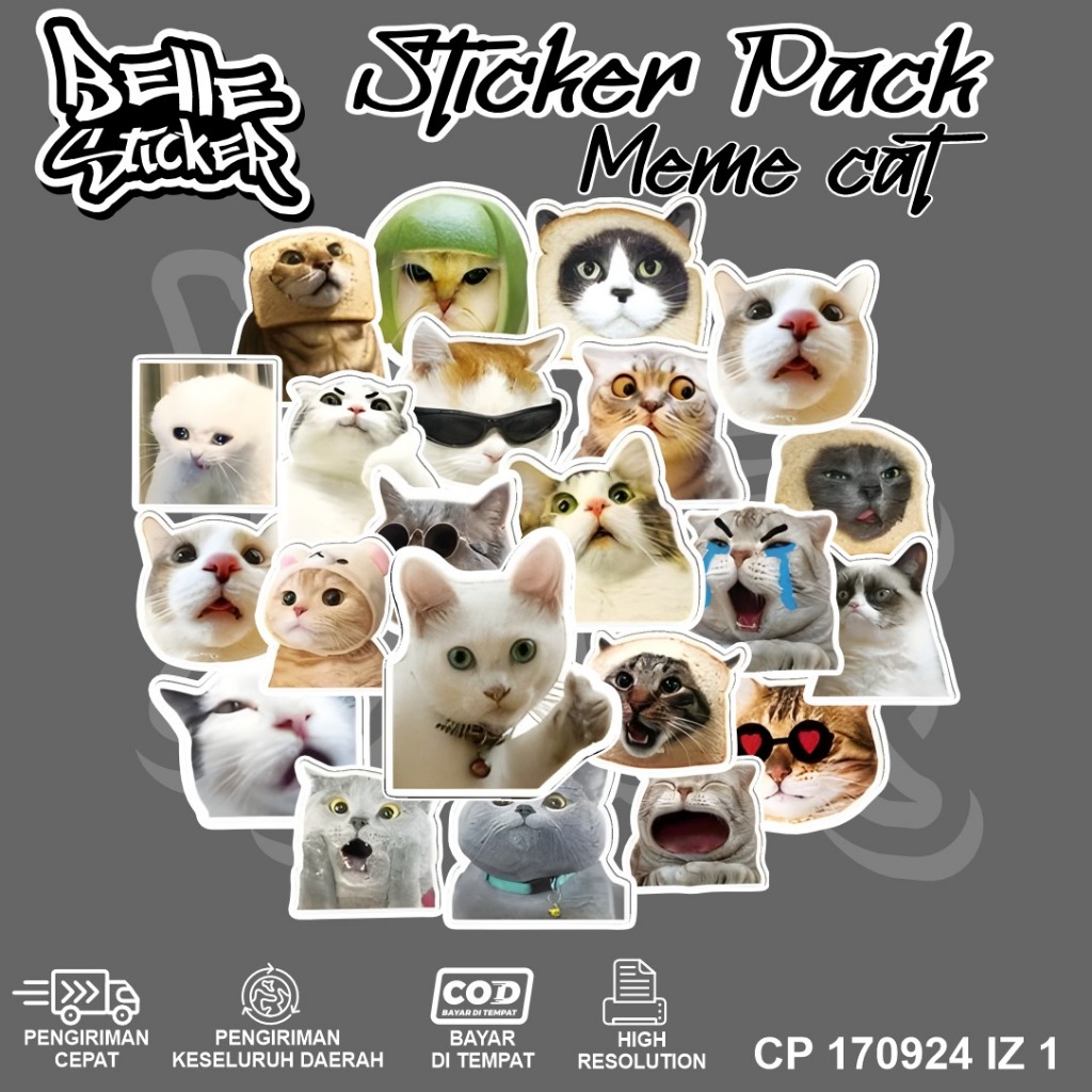 Stiker lucu kucing meme Cat Emoticons ins Waterproof Hiasan Laptop Tumbler Case Hp DIY Stiker Laptop