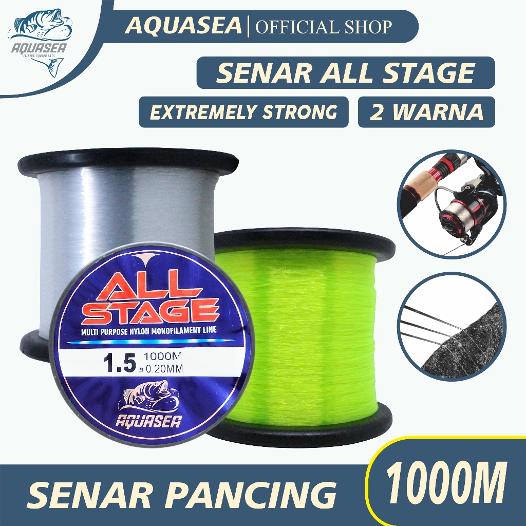 AQUASEA Tali Pancing 1000m Warna Putih Dan Hijau Nilon Fishing Line Original Senar Pancing All Stage