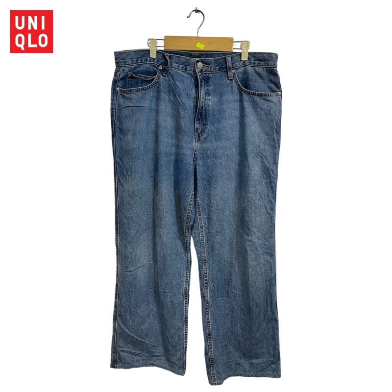 Celana Panjang Jeans Pria Cowok Wide Fit Brand UNIQLO Original Preloved