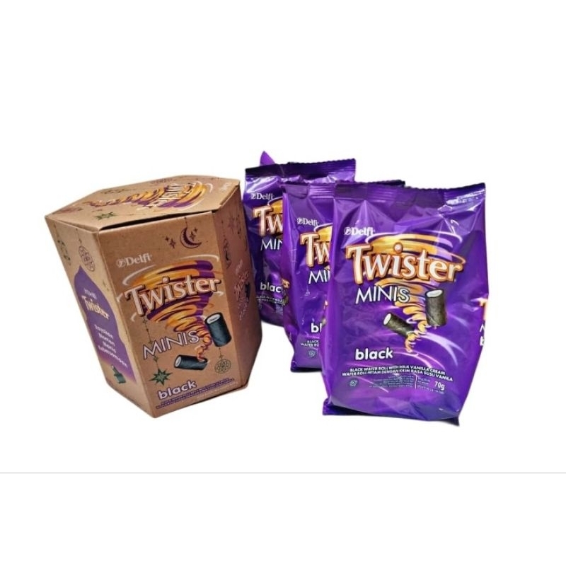 

twister minis box isi 3 @ 70gr | Delfi black cocoa wafer stik | twister black dan choco