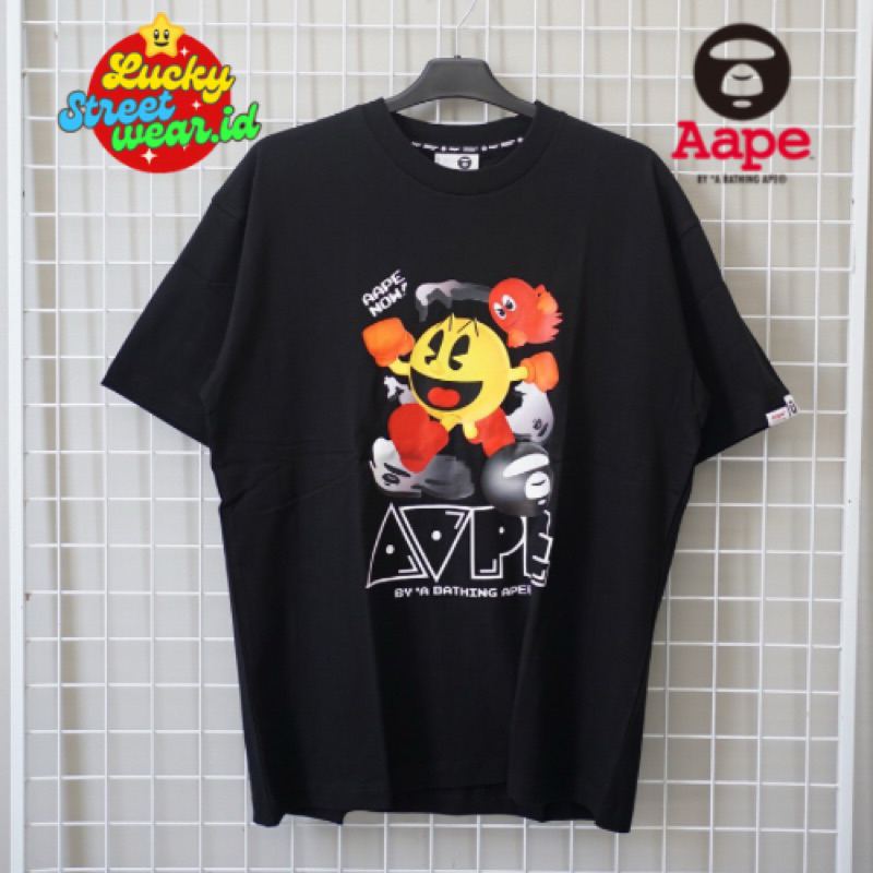 AAPE X PACMAN BLUE GHOST BLACK TEE ORIGINAL