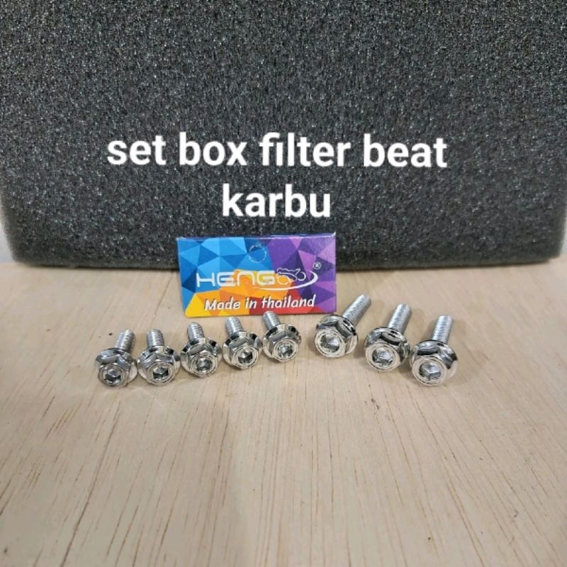 set baut box filter beat karbu stainless 2 kunci box filter beat karbu isi 8 pcs