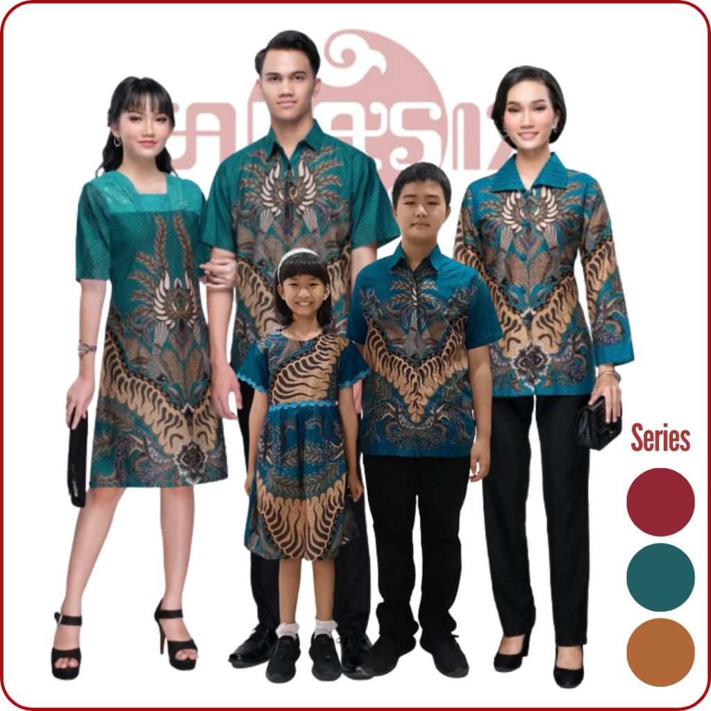 AB09 - Akasizbatik Couple Keluarga Dress / Blouse Batik Kombinasi Broklat Lengan Pendek Erina Kotak 