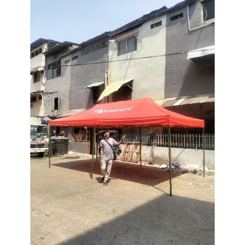 TENDA LIPAT UKURAN 3X6 SUPER PREMIUM RANGKA HIJAU ATAP SABLON