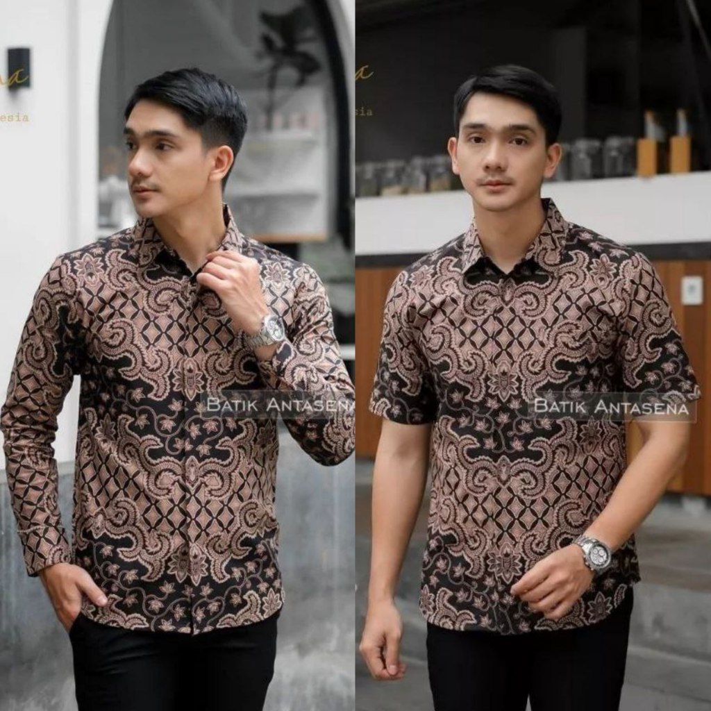Baju Kemeja Batik Cowok Lengan Panjang Lengan Pendek Ukuran M L XL XXL