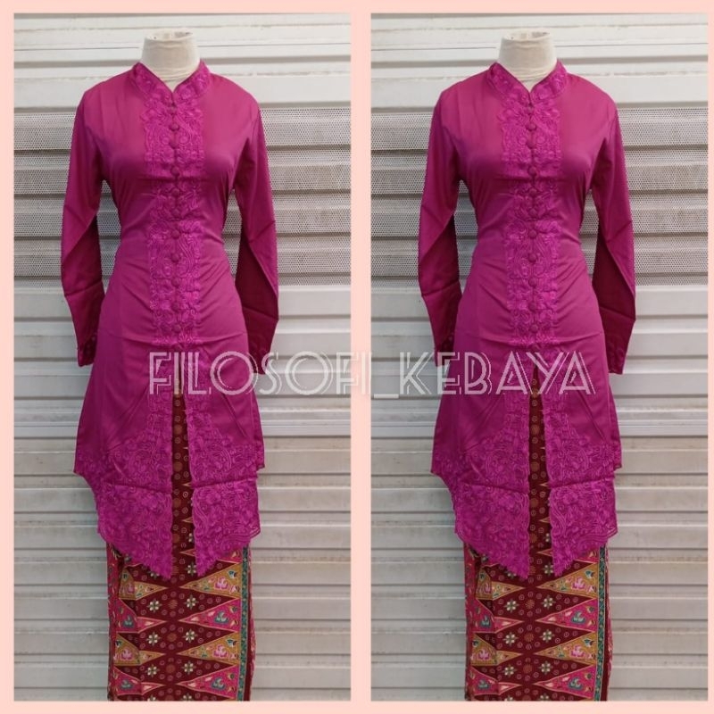 FK- Setelan kebaya encim tunik panjang // kebaya encim bordir dewasa lengan panjang // kebaya encim 