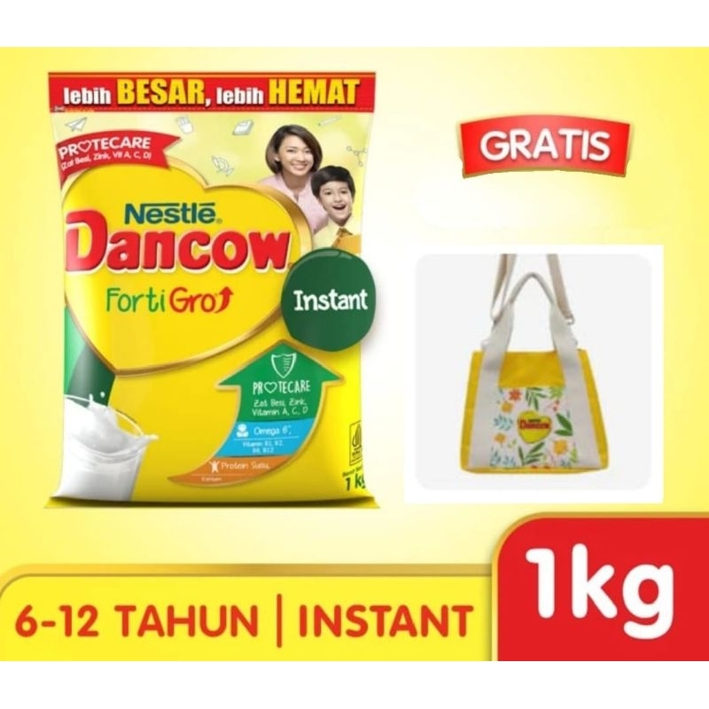 

FREE BAG Susu Dancow Fortigro Instant 1 Kg Susu Pertumbuhan Anak Usia 6-12 Tahun Dancow Instan 1Kg Dancow Putih 1 Kilogram
