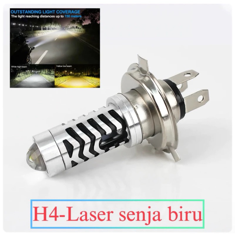 Lampu laser h4 senja biru Lampu led h4 laser 2warna D2 kaki 3 H4 Laser senja biru Vixion mxking tige