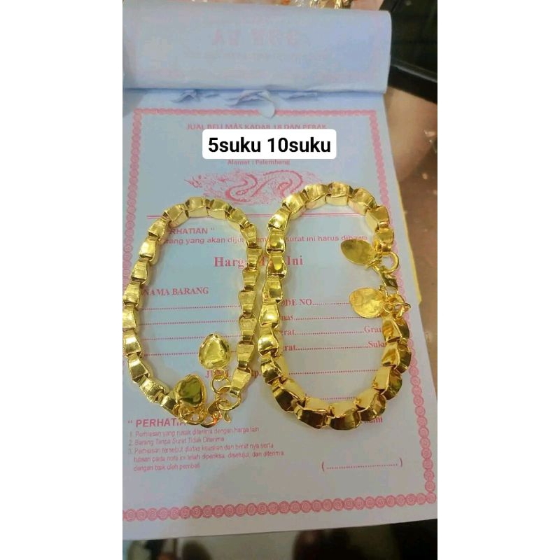 gelang padi 5 suku & 10 suku lapis emas