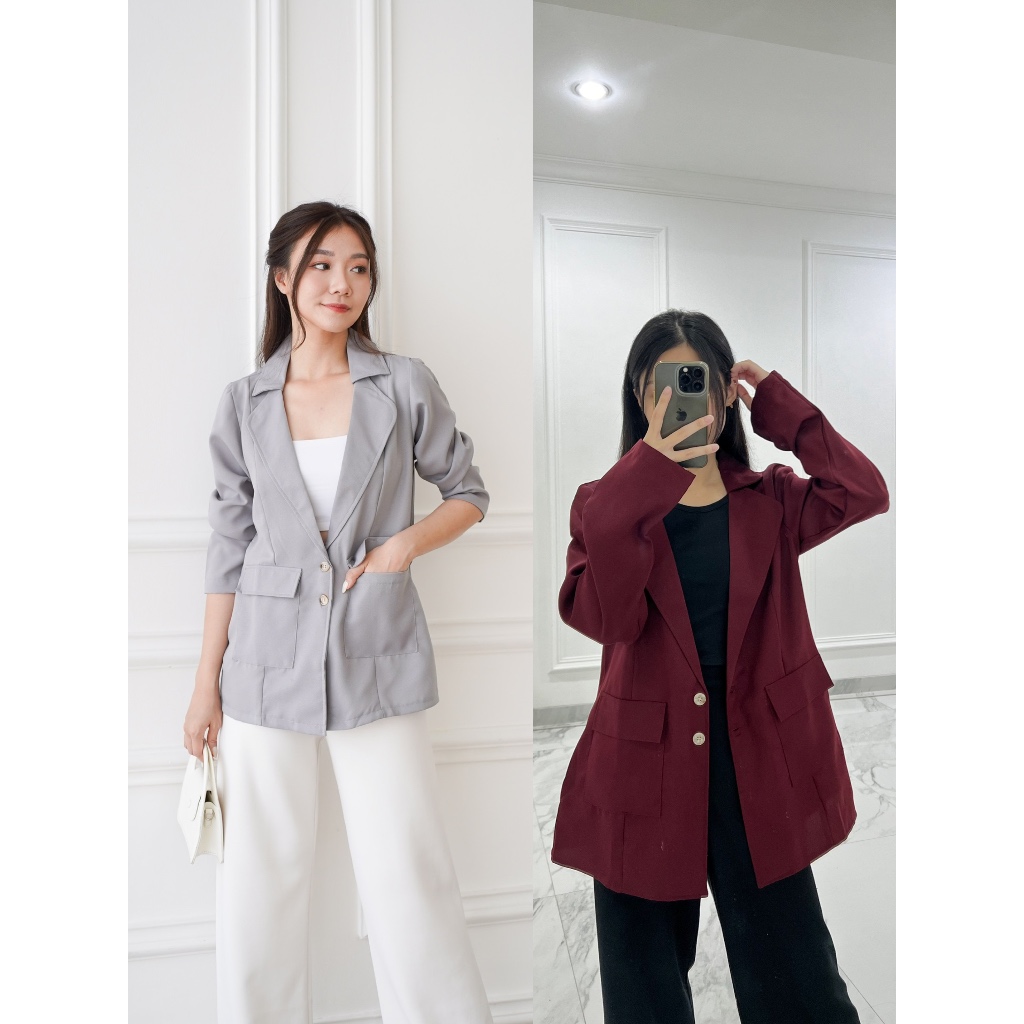 BIKKA Jane Blazer Longsleeve / Oversize Blazer / Blazer Wanita / Jas Wanita / Jas Kerja / Semi Forma