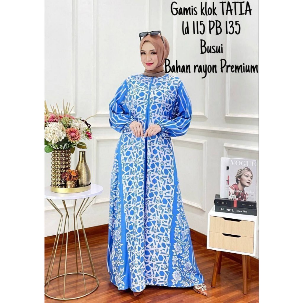 GAMIS KLOK TATIA Ld 115 PB 135 busui Bahan Rayon Premium Proses BATIK CAP