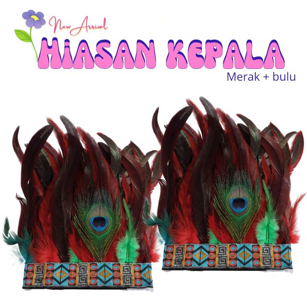 HIASAN KEPALA MERAK + BULU/HIASAN KEPALA/HIASAN HALLOWEEN/PESTA HALLOWEEN