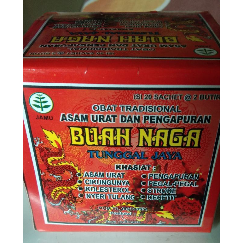 [ORIGINAL] JAMU ASAM URAT DAN PENGAPURAN BUAH NAGA (KAPSUL, 20 Sachet) TUNGGAL JAYA, PJ ISMOYO