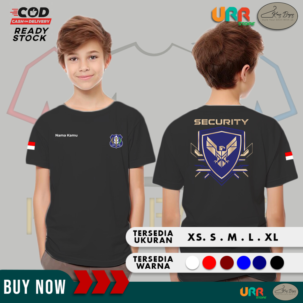Kaos Anak Baju Satpam Security Gratis Tulis Nama Kamu | Cotton Combed 30s V.1
