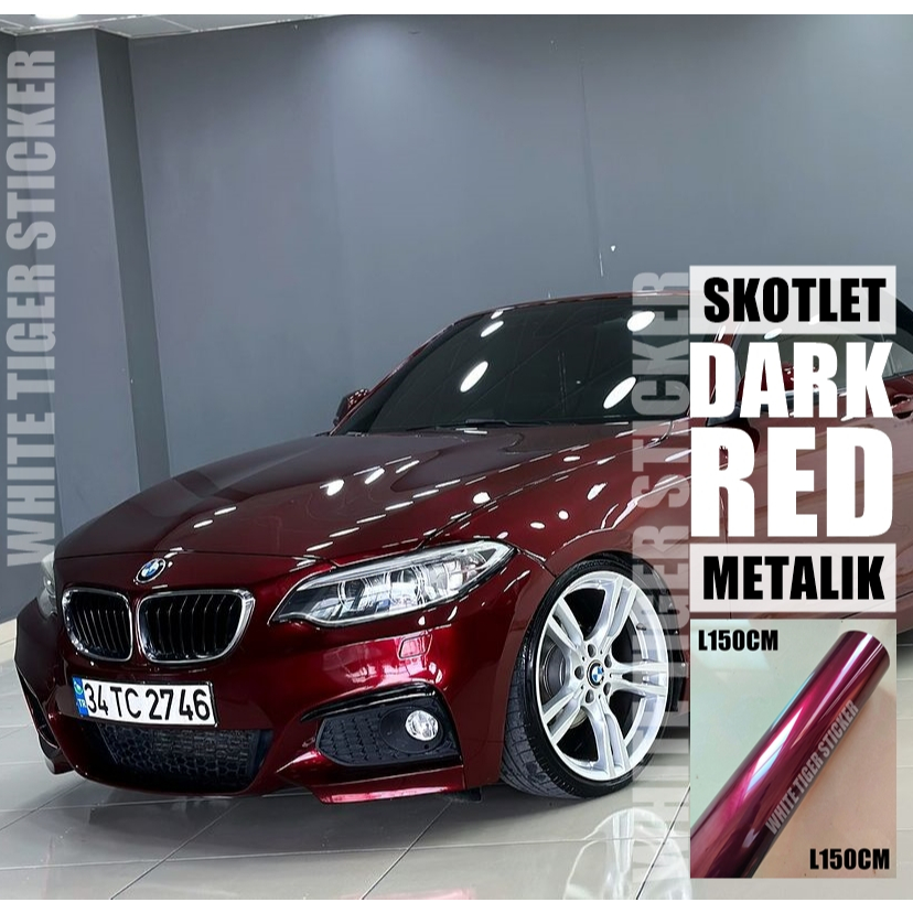 SKOTLET STIKER MOTOR MOBIL DARK RED METALIK SKOTLET MERAH TUA CANDY STIKER MERAH GELAP METALIK