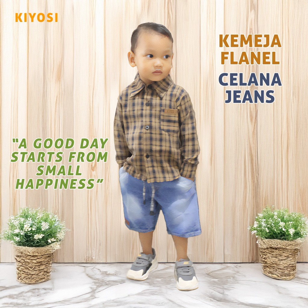 KIYOSI Kemeja  Anak Flanel Laki-Laki Lengan Panjang  1-6  Tahunan LAST STOCK