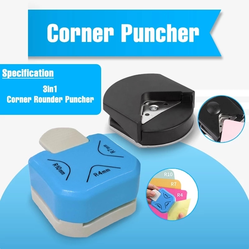

3in1 Corner Rounder Trimmer Puncher untuk Alat Membuat Scrapbook DIY Kartu Foto (R4mm-R7mm-R10mm)