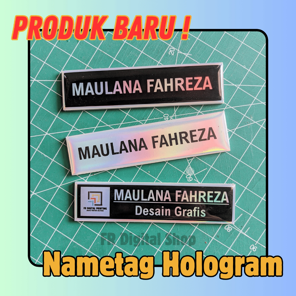 

Papan Nama Hologram Custom / Papan Nama Aklirik / Nametag Hologram Penitik Dan Magnet
