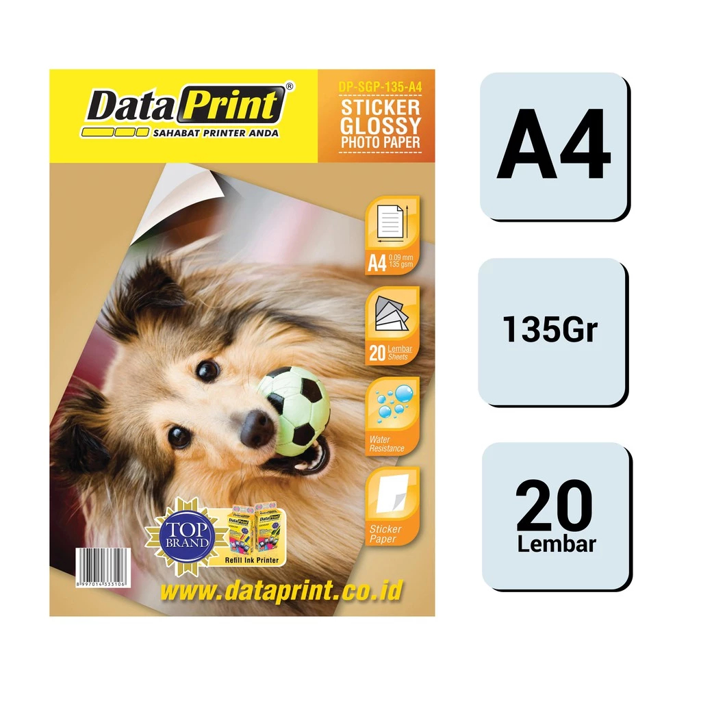 

Kertas Photo Paper Dataprint Sticker Glossy 135gsm A4 Kertas Foto Stiker Glossy dan Tahan Air