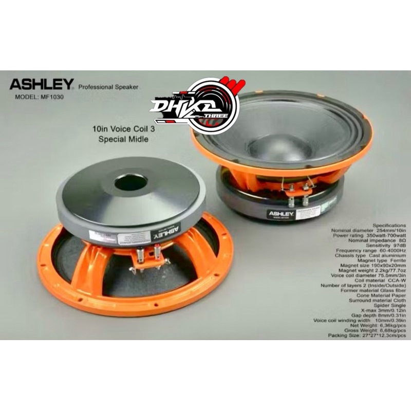 SPEAKER ASHLEY MF 1030 SPECIAL MID / SPEAKER ASHLEY 1030MF ORIGINAL / Speaker Ashley 1030 mf / ashle