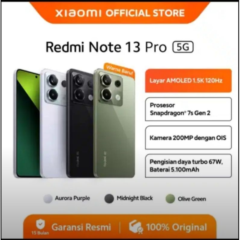 REDMI NOTE 13 PRO 5G 12GB/512GB BEKAS MULUS BERGARANSI