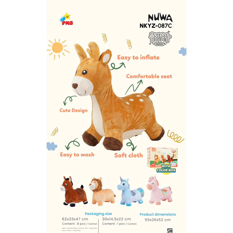 [TERBARU] MAINAN ANAK KUDA-KUDAAN JUMPING ANIMAL HOPPER NUWA NKYZ-087C BY PMB TOYS - GOWES LAJU