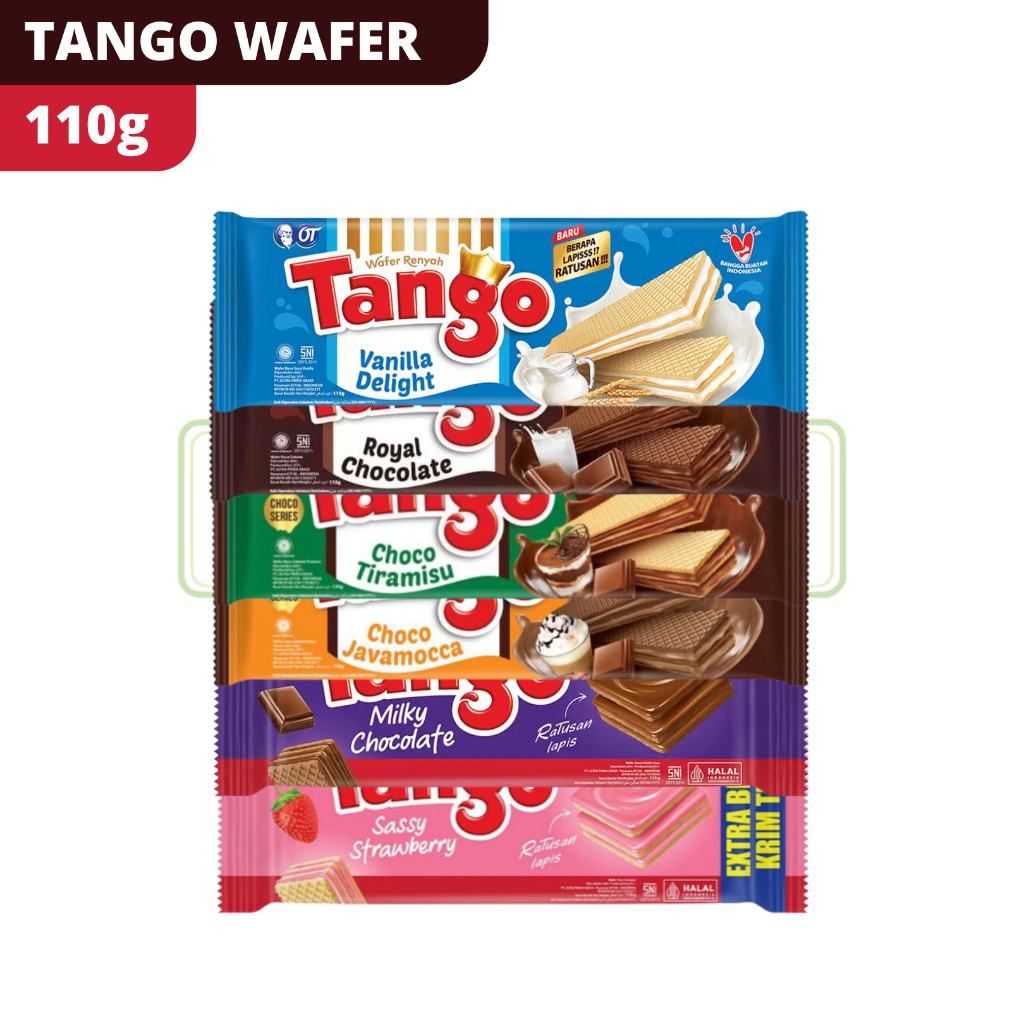 

TANGO WAFER CHOCOLATE/ VANILA/ STAWBERRY/ MILKY CHOCOLATE/ CHOCO JAVAMOCCA 110GR