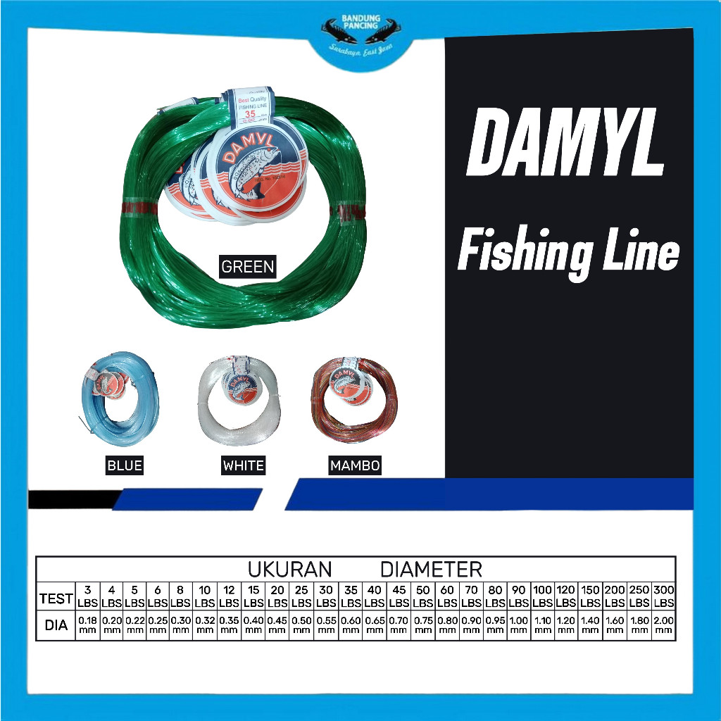 Senar Damyl Hijau ukuran 50 lbs - 150 lbs Fishing Line
