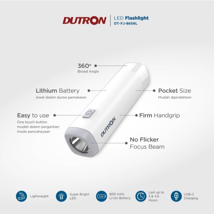 senter tangan dutron led cas