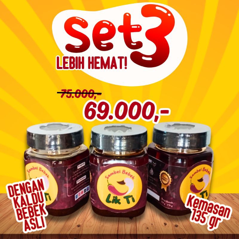 

Set 3 Sambel bebek bumbu hitam 135 gr x 3.