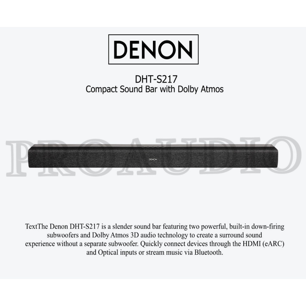 Denon DHT-S217 / DHTS 217 / DHT S217 Soundbar Dolby Atmos with HDMI eARC
