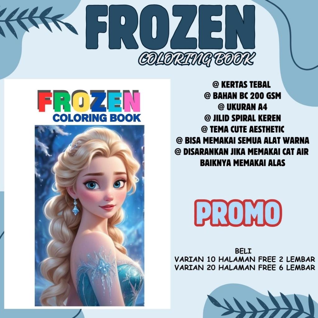 

Coloring Book Tema Frozen Buku Mewarnai Anak Remaja Dewasa Aesthetic Healing Relaxing Kertas Tebal