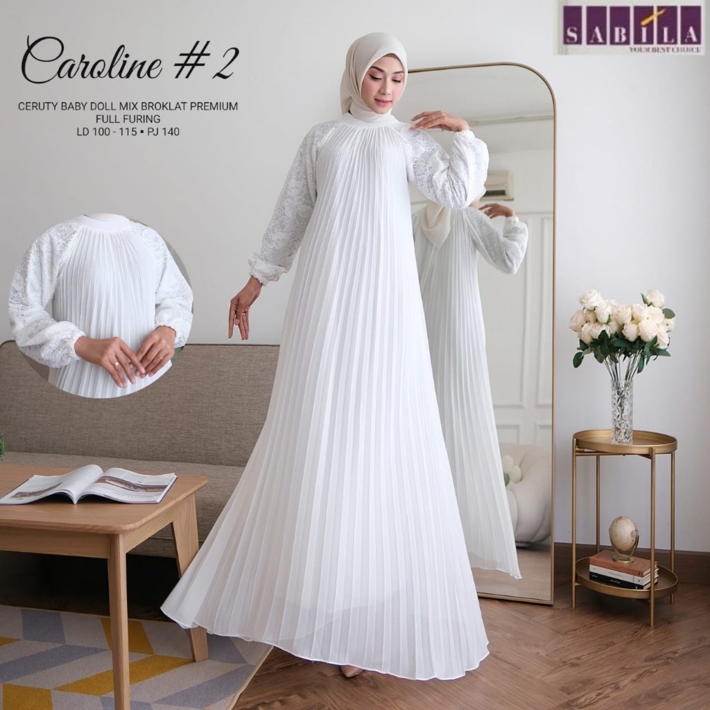 White dress Gamis putih anggun size L XL XXL by Sabila (GAMIS PERNIKAHAN, UMROH, LEBARAN)