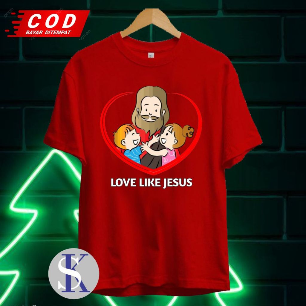 PAKAIAN PRIA WANITA ATASAN T-SHIRT KAOS GAMBAR JESUS LOVE