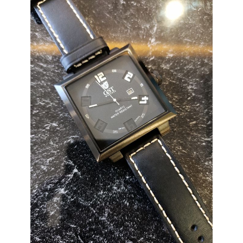 jam pria kotak goldsmith time gst-8831 lthr blk