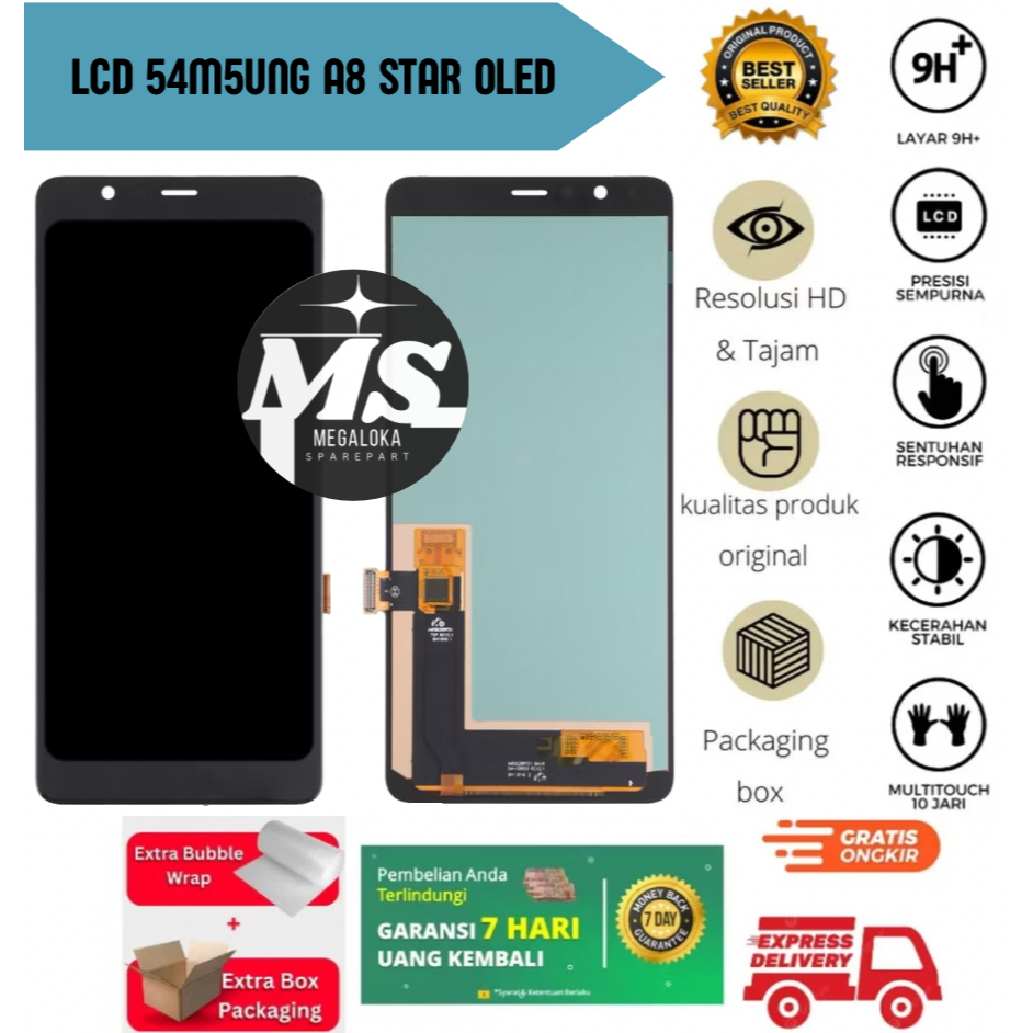 LCD SAMSUNG A8 STAR OLED GRATIS LEM DAN OBENG