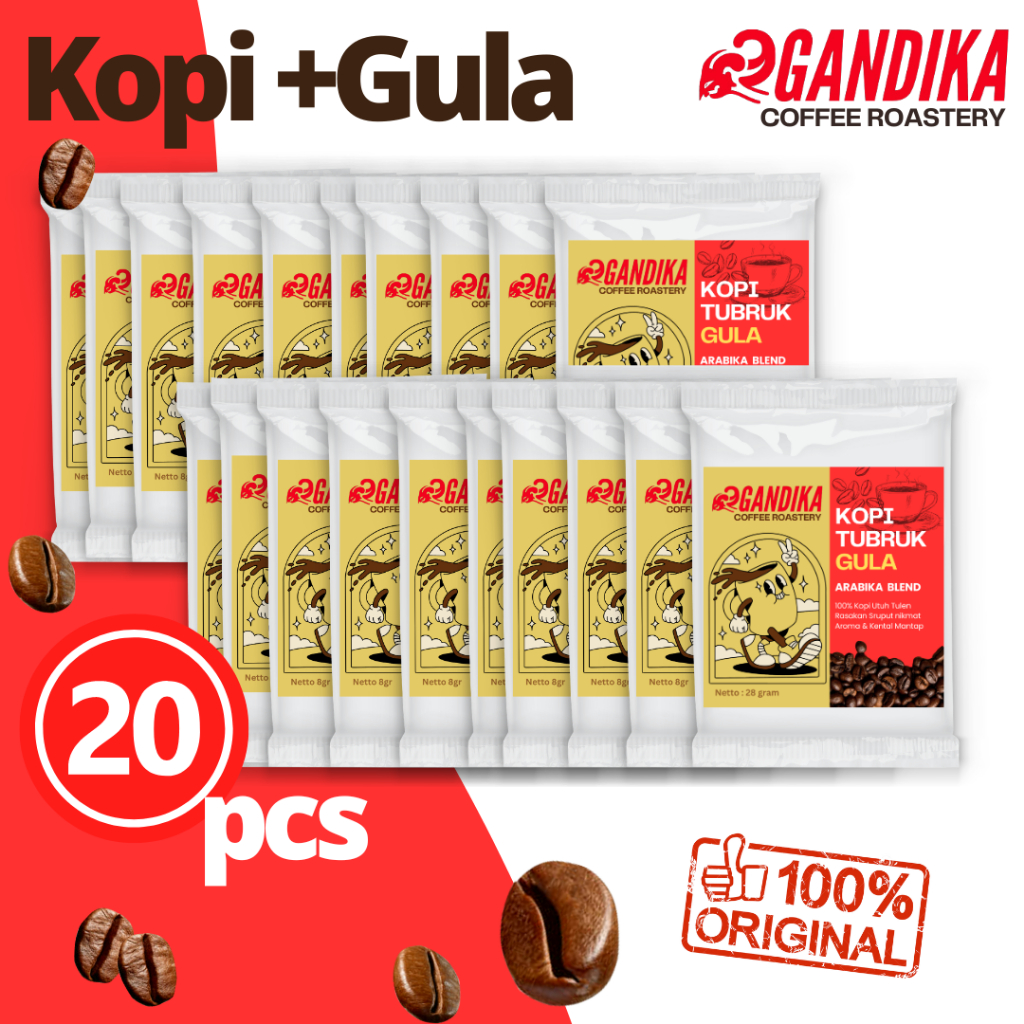 

GANDIKA KOPI HITAM TUBRUK TULEN KOPI & GULA 28gr 1PAK ISI 20PCS KOPI BOGOR SPECIALITY KOPI KHAS BOGOR OLEH OLEH BOGOR ORI ARABIKA BLEND