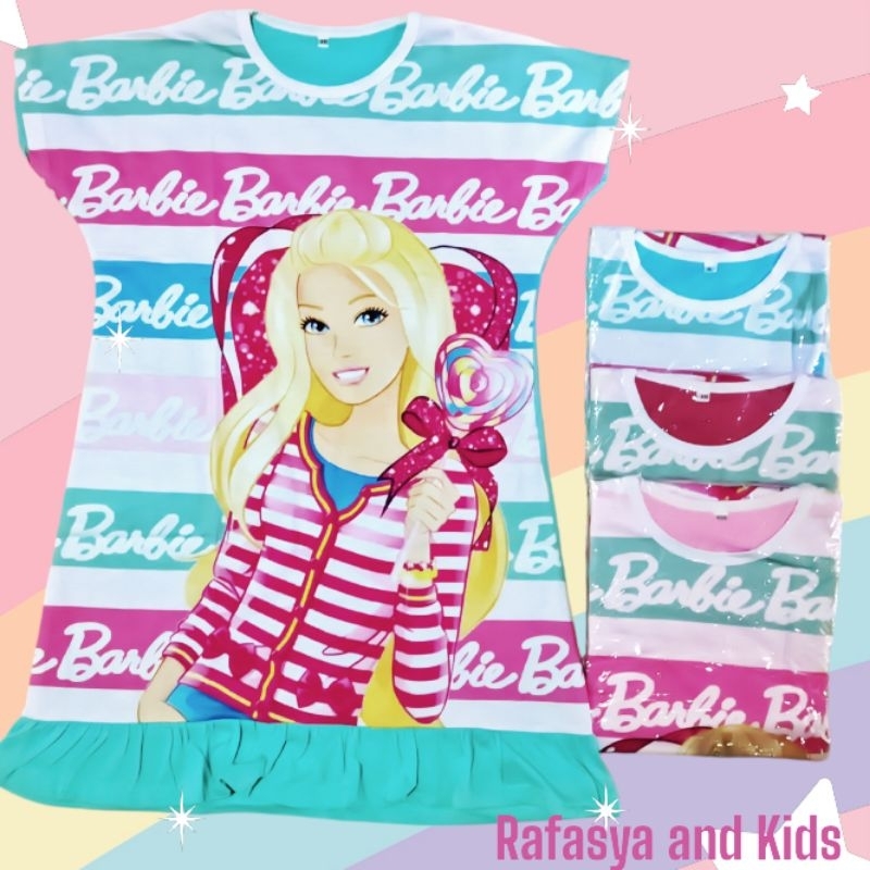 DRESS ANAK DEDINA PRINTING USIA 2 - 8 TAHUN MOTIF BARBIE /DASTER ANAK PEREMPUAN