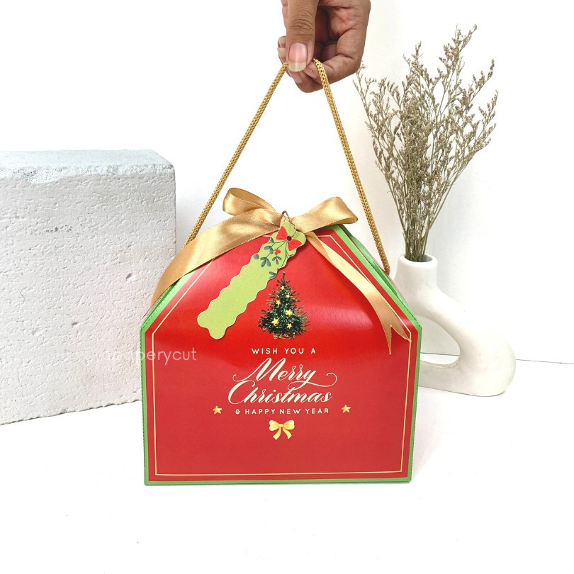 

Box Dus Kotak Handle Tali Packaging Toples Kue Cookies 2 Jar Hampers Natal Christmas