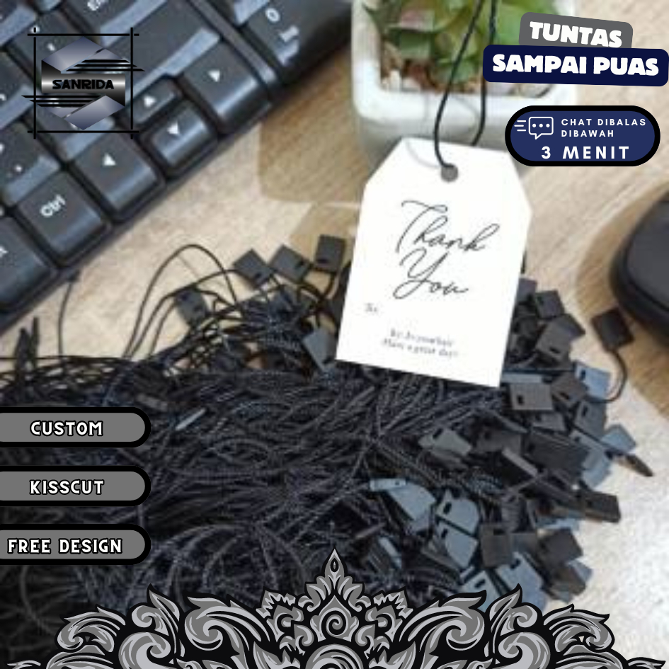 

Tali Hangtag Merk Hitam dan Putih Premium Loop Pin Hang Tag Label Baju Termurah Bandung Sanrida
