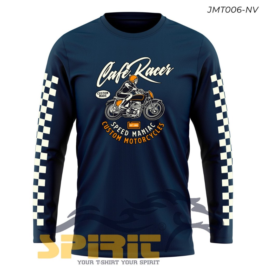 Kaos Pengendara Motor Classic Katun 24s Baju Rider Motor CB Cafe Racer Speed Maniac Lengan Panjang