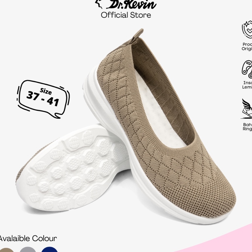 Super Dr Kevin Sepatu Olahraga Wanita Sneakers Flyknit Slip On 58945