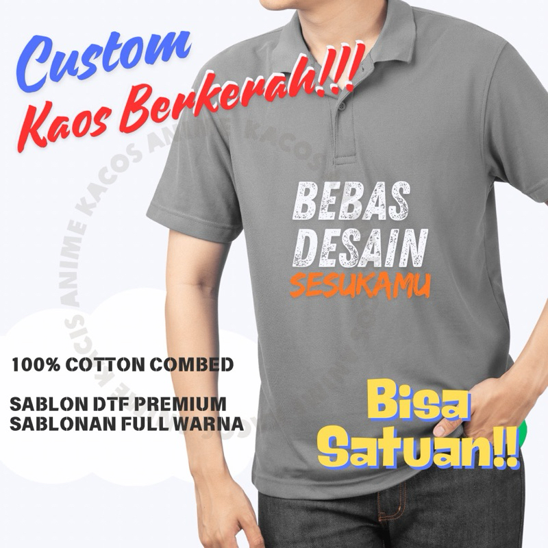 BAJU BERKERAH POLO SHIRT SABLON CUSTOM FOTO GAMBAR FAMILY GATHERING BIRTHDAY BAJU KARAKTER LUCU / KA