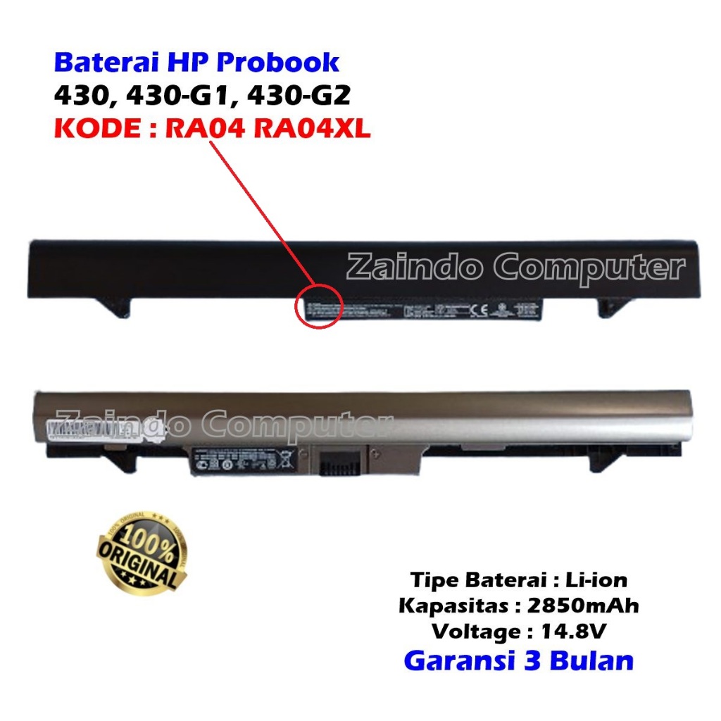 ORIGINAL BATERAI HP PROBOOK 430 G1 430 G0 430 G2 RA04 RA04XL HSTNN-IB4L IB5X PROBOOK 430 PROBOOK 430