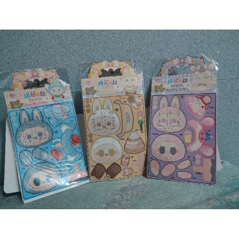 

Jz - (3pcs )Mainan DIY Paper Doll Labubu / Sticker DIY Bongkar Pasang Labubu