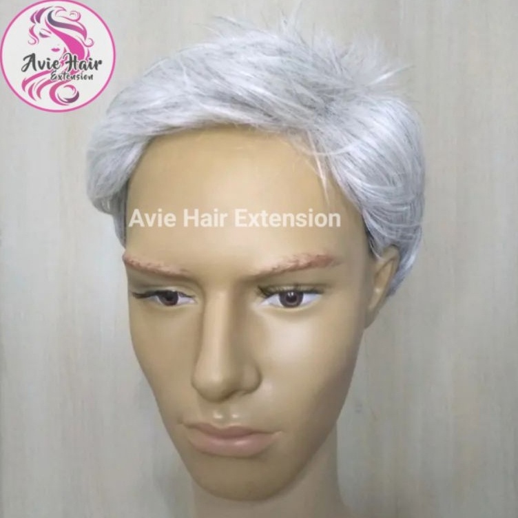 Sekarang Ada  Wig Pria Dewasa Warna Putih Rambut Orang Tua