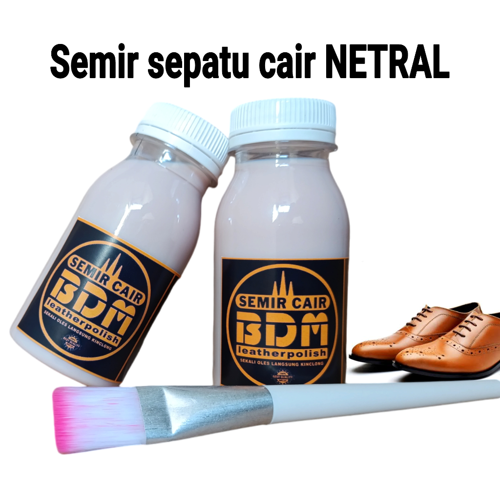 Semir cair sepatu kulit netral 80ml gratis kuas