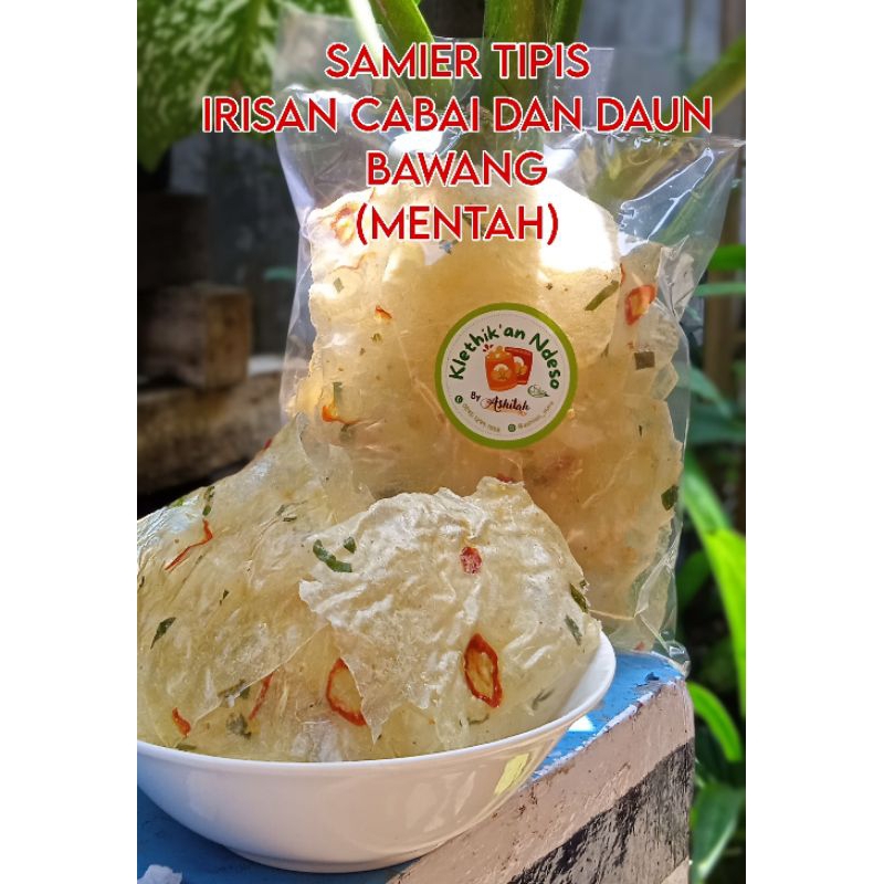 

(100 GR) SAMIER OPAK SINGKONG TIPIS DENGAN IRISAN CABAI DAN DAUN BAWANG GURIH MAGELANG MENTAH