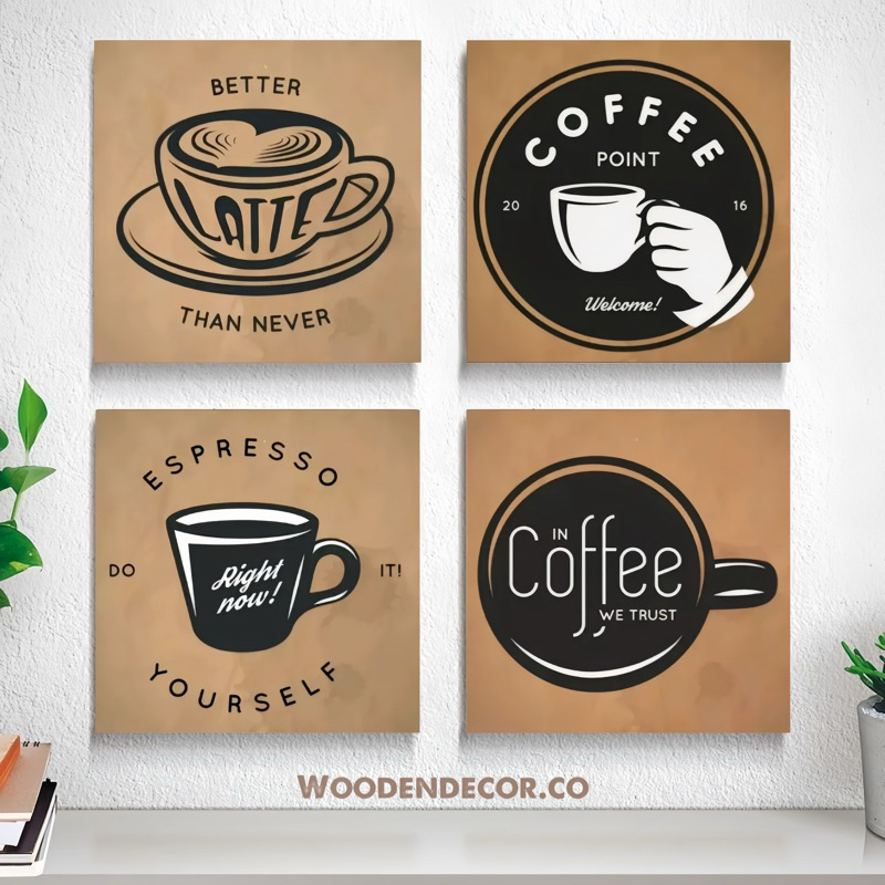 WoodenDecor Hiasan Dinding Cafe Dekorasi Dinding Cafe Motif Coffee Pajangan Dinding Cafe