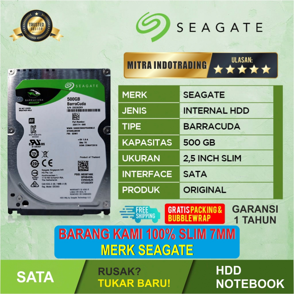 Hdd Notebook Seagate GB Sata Slim BEKAS